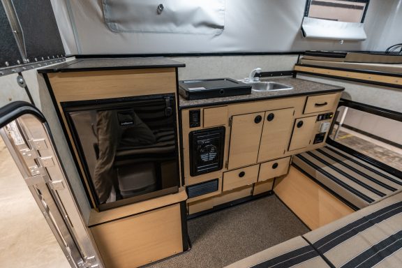 Hawk Pop-Up Camper, full size, four wheel camper, kitchen